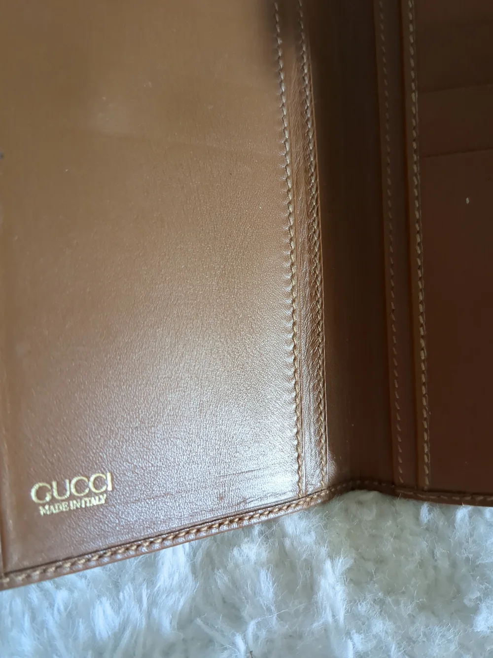 Gucci Tan/Brown Monogram Continental Wallet with Leather Tab